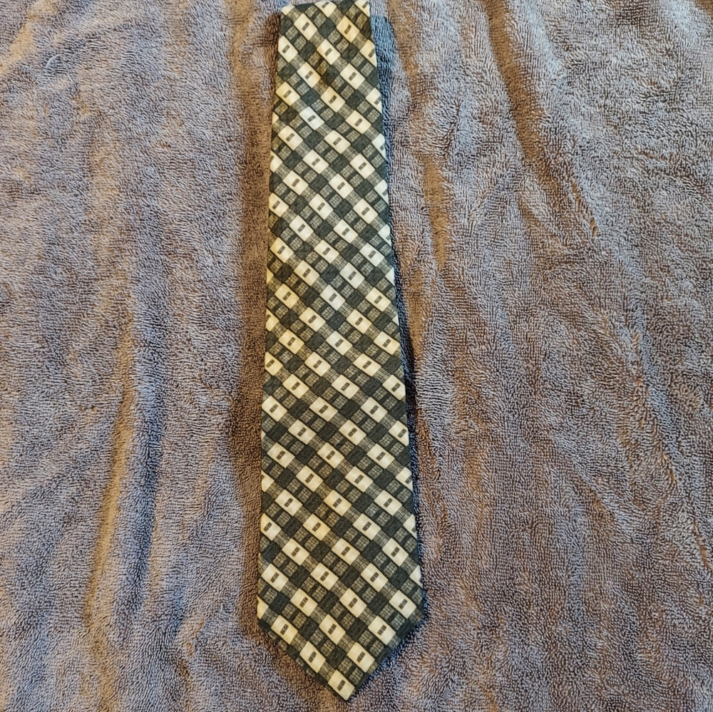 Guess Silk Beige/Olive Check-pattern Tie